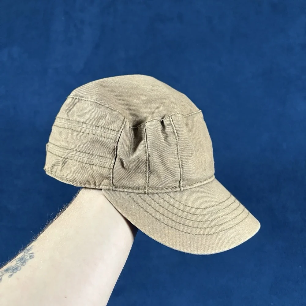 Vtg Sean John Cadet Hat M/L Brown Cotton Canvas Military Cap Y2K Hip Hop